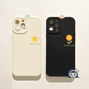 Ốp Điện Thoại Mặt Trời Và Hoa Hướng Dương Dễ Thương Cho Redmi Note 15 Pro Plus A7 Pro Turbo 5 Max 15A 15C 15R 15 R70 R70M 5G 4G Vỏ Cặp Đôi Màu Đen Trắng Chống Rơi Ốp Lưng Mềm