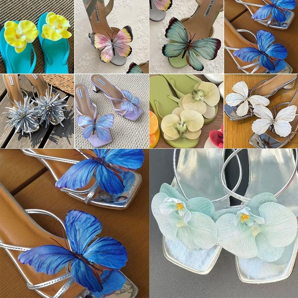 SAIA 1 Đôi Dép Hoa Phalaenopsis, Thiết Kế Cá Tính Mô Phỏng Coloful Thái Cổ Tích Bướm Hoa Khóa Giày, Trang Trí Trên Hoa Ngọt Ngào Phụ Kiện Giày