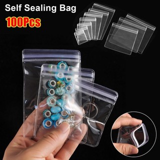 Túi tự niêm phong NEATDWELL 100 chiếc, túi khóa kéo trong suốt chống bụi, nhựa PVC dùng lưu trữ trang sức và đóng gói quà tặng