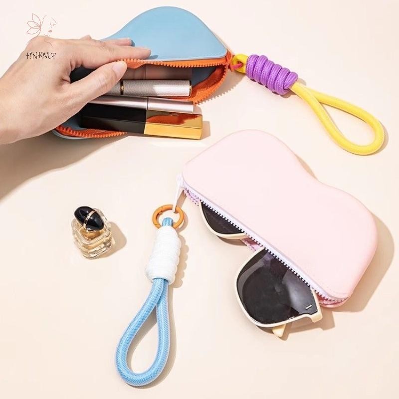 HNKMP Silicone Mềm Dây Kéo Kính Túi Kính Mát Bảo Quản Chống Nước Túi Bảo Vệ Ví Đựng Tiền Xu Hộp Kính Chống Bụi.