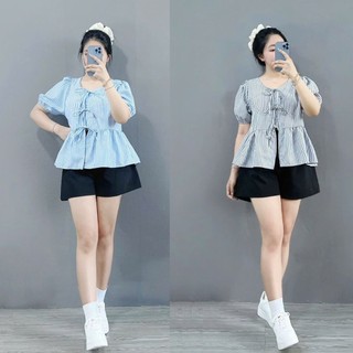 Set Áo Váy Bigsize Nữ Áo Babydoll Tay Phồng Kèm Chân Váy Bí Bồng Xòe (A190+CV413/Q500)