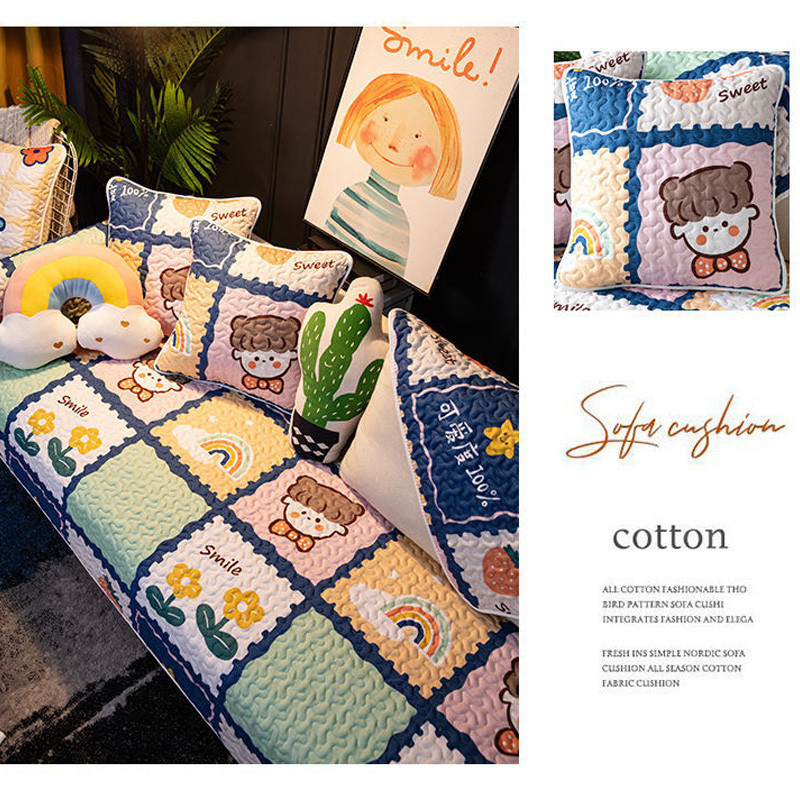 Vỏ Bọc Đệm Ghế Sofa Dài Mềm Mại Chống Trượt Thông Dụng Họa Tiết Hoạt Hình Sử ，Vỏ ghế sofa，Dụng Được Cả Bốn Mùa