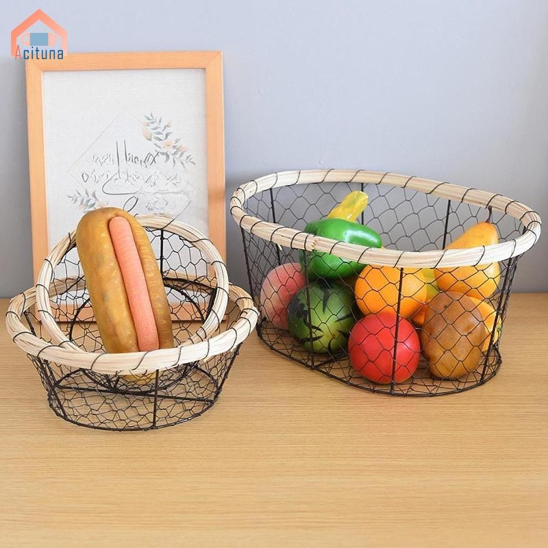 Giỏ dệt dây sắt Bát phục vụ cổ điển cho trang trại nhà bếp