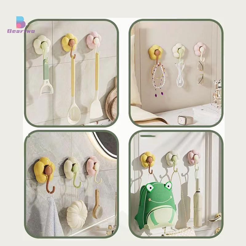 < Beartwo > Móc cốc hút hoa không đục lỗ sáng tạo Phòng tắm đa chức năng Nhà bếp Móc không dấu vết có thể tái sử dụng Giá lưu trữ mạnh mẽ Đẹp