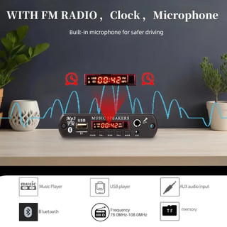 Bộ Khuếch Đại 60W Bluetooth 5.3 MP3 Bảng Giải Mã DIY Xe Máy Nghe Nhạc MP3 USB FM Ghi Thời Gian Hiển Thị Micro rảnh Tay Có Điều Khiển Từ Xa