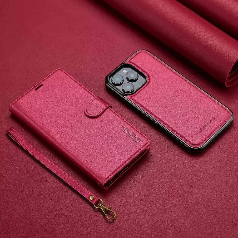 Ví có thể tháo rời Khe cắm thẻ Hộp đựng bằng da PU cho IPhone 16 Pro Max 15 14 Plus 13 12 11 XSMAX XR X 7 8 SE 2020 2022 Chân đế từ tính Dây đeo cổ tay chống sốc có thể tháo rời Flip P