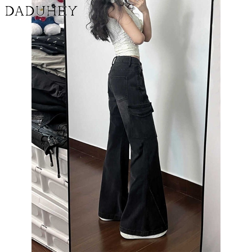 Ảnh DaDuHey New American Ins High Street Retro Micro Flared Jeans Niche High Waist Wide Leg Pants Large Size Trousers 3