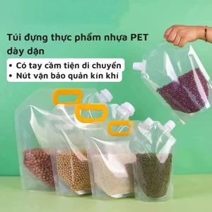 Túi đựng thực phẩm ngũ cốc hạt gạo dầu dấm túi pet cótay cầm nút vặn kín bảo quản nguyên liệu đồ ăn nhà bếp SUNND