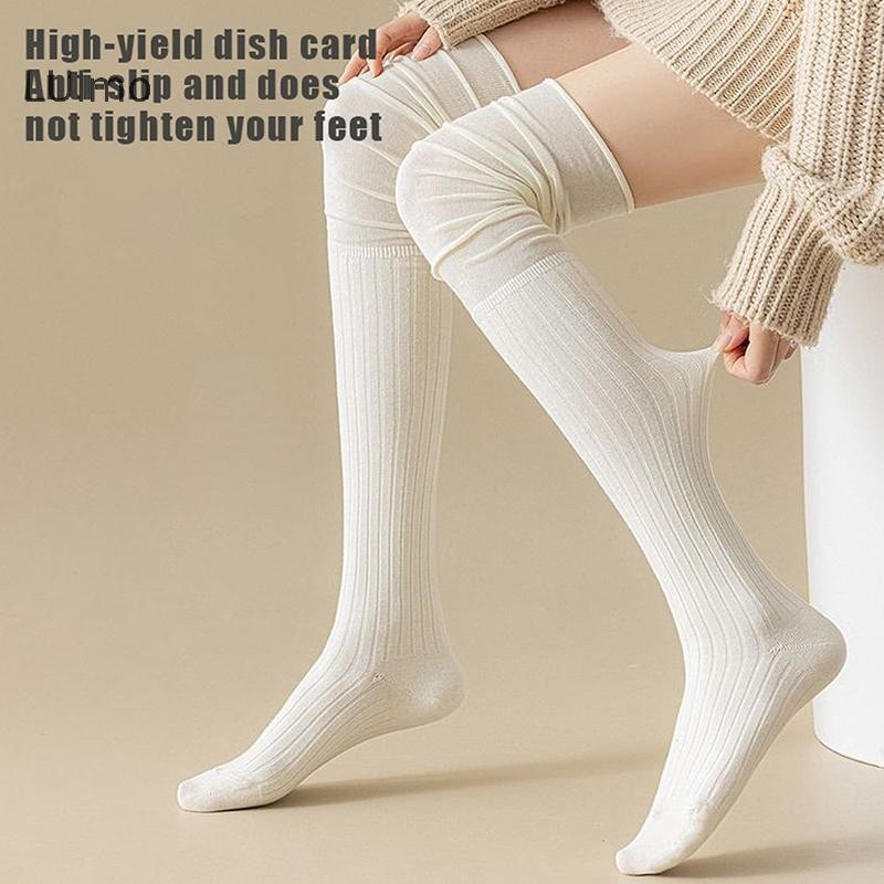 Luimo Màu Trơn Đùi Vớ Cao Cấp Nữ Hợp Thời Trang Trên Đầu Gối Nữ Tất Dài Giữ Nhiệt Cotton Cao Ống Legging SBS