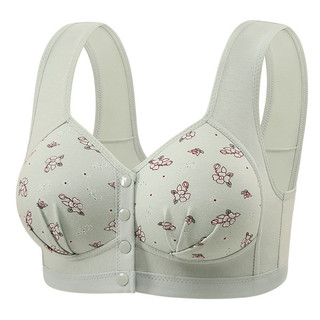 36-48 size phổ biến cỡ lớn bà mẹ trung niên và người già đồ lót cotton nguyên chất thoải mái cho nữ không có vòng thép khóa phía trước in áo vest phong cách áo ngực