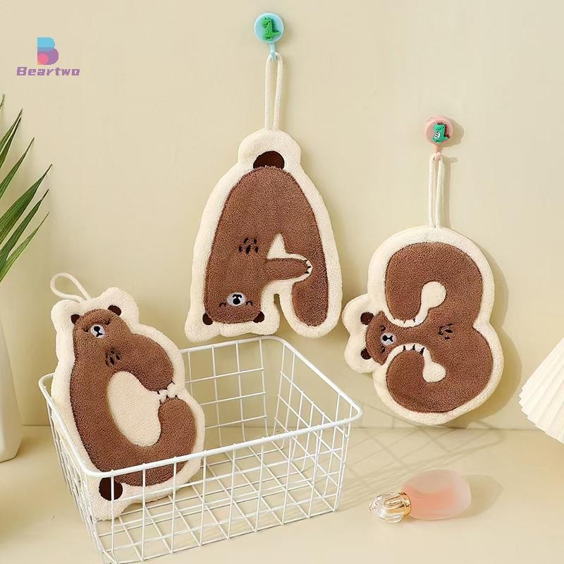 < Beartwo > Khăn tay Phòng tắm Khăn sợi nhỏ Khăn lau trẻ em Khăn tay nhung san hô cực dày Khăn thấm hoạt hình trẻ em Đẹp