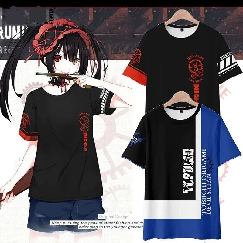 Áo thun nam in 3D hình Anime Nhật Bản Date A Live Tokisaki Kurumi Nightmare Áo thun tay ngắn trang phục Nam Thường Ngày Harajuku