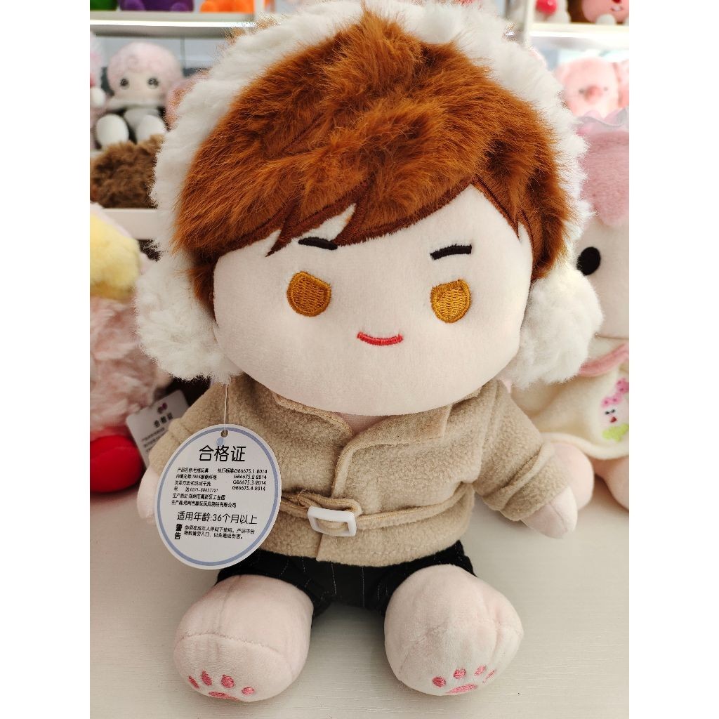 Búp bê gấu bông nam đeo tai nghe nhồi bông búp bê nam nữ tóc dài nhiều màu sắc trang phục có thể tháo rời
