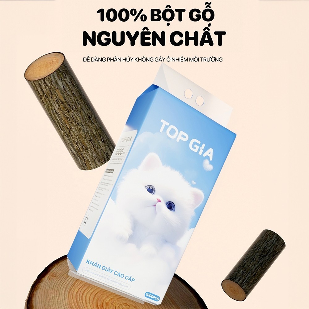 1 bịch giấy treo đa năng  TopGia, Khăn rút vệ sinh treo tường 4 lớp, bịch 1000 tờ