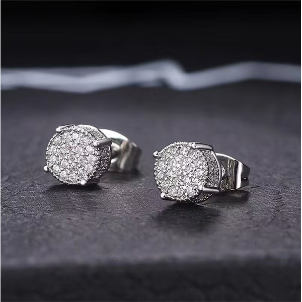 Bông tai kim cương nguyên khối bằng thép không gỉ phù hợp cho nam nữ Thời trang Châu Âu Mỹ Đơn giản không phai màu