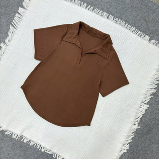 Áo Thun Bigsize Nữ Áo Polo Cổ Bẻ Lai Bầu Vải Tăm Lạnh Phong Cách Basic Cho Chubby G178