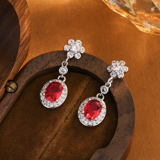 Châu Âu Mỹ ins Phong Cách Mới Kim Cương Ruby Bông Tai Nữ