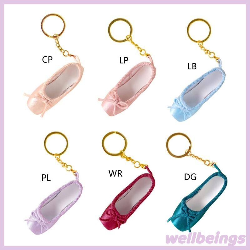 Wellb Delicate Satin Pointe Giày Móc Khóa Mini Ballet Phụ Kiện Móc Khóa Dễ Thương Quyến Rũ