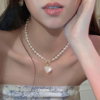 DREJEW Ngọt ngào khí chất kim cương giả ngọc trai tua rua vòng cổ nhẹ sang trọng dây chuyền xương đòn cao cấp