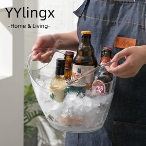 Xô đựng rượu YYLINGX, Xô đá viên 4L đáy chống trượt, Đồ uống dung tích lớn trong suốt và Xô sâm panh dự tiệc dã ngoại