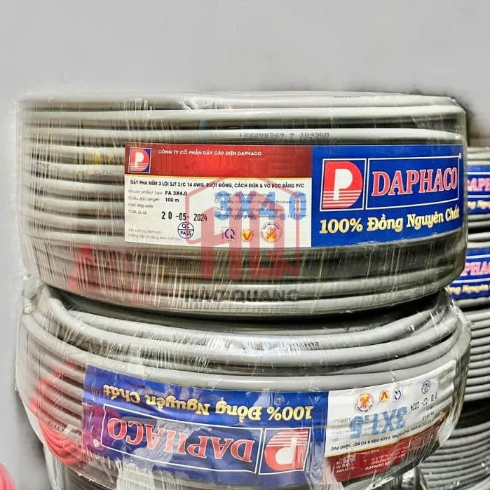 (Mét) Dây Điện Daphaco 3x4.0mm 3PA Bọc Xám | Dẫn Điện Tốt – Chống Cháy – Chính Hãng
