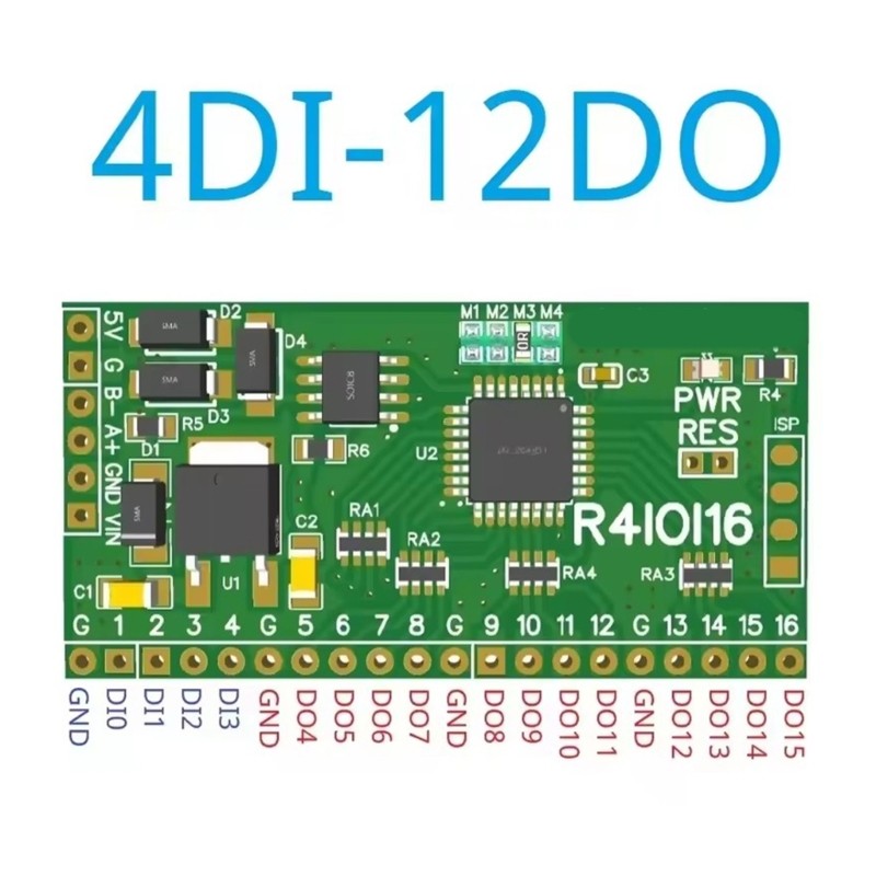 Boom 16CH 5 TRONG 1 Modbus Rtu Mô-đun IO kỹ thuật số RS485 NPN DI-DO Pin Cores Board
