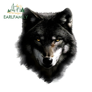 EARLFAMILY Black Wolf Head Car Dán Kính Chắn Gió Caravan Mũ Bảo Hiểm Laptop Chống Trầy Xước JDM Vinyl Decal Cá Tính Chống Thấm Nước Kiểu Dáng Xe