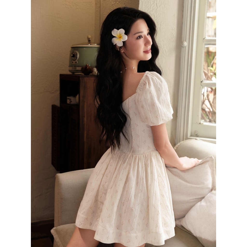 Ảnh JOVEN Đầm Nữ Lany Cổ Vuông Tay Phồng Nhún Xoè Dáng Corset Tôn Dáng 1
