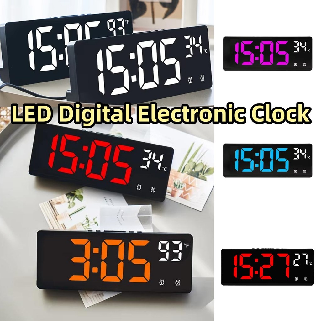 2025 Mới Đa Năng LED Kỹ Thuật Số Đồng Hồ Điện Tử Đèn Nền Số Lớn Đồng Hồ Báo Thức Nhiệt Độ Lịch Đầu Giường Bàn Đèn Ngủ Nhà Cửa