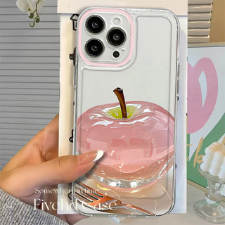 Ins Korea Crystal Apple Luxury Advanced HD Clear Casing cho iPhone 11 16 15 14 13 12 Pro Xs Max XR X 7 8 6 6s Plus SE Ốp lưng điện thoại TPU mềm Vỏ bảo vệ chống rơi