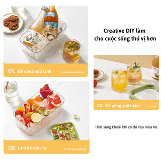 Dụng Cụ Làm Đá Tủ Lạnh MYD.23 Khay Làm Đá Viên Nhấn Nút Thông Minh Đá Tự Rơi Tiện Lợi Tặng Kèm Nhiều Phụ Kiện