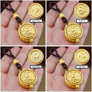[TẶNG MÈO THẦN TÀI] Móc Khoá Bát Tụ Bảo Đã Khai Quang 12 Con Giáp Kèm Túi Nhung Đựng - Chất Liệu Hợp Kim