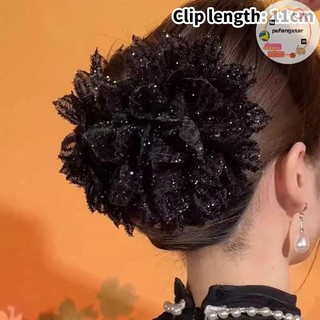 Pufangstar Thời Trang Lưới Đen Hoa Kẹp Tóc Nữ Đuôi Ngựa Kẹp Mũ Đội Đầu Tính Khí Hoa Tóc Vuốt Mũ Phụ Kiện Tóc VN