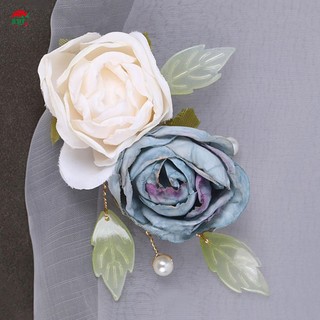 Kẹp tóc hoa lụa vintage nhân tạo, đính ngọc trai giả, phụ kiện tạo kiểu DIY