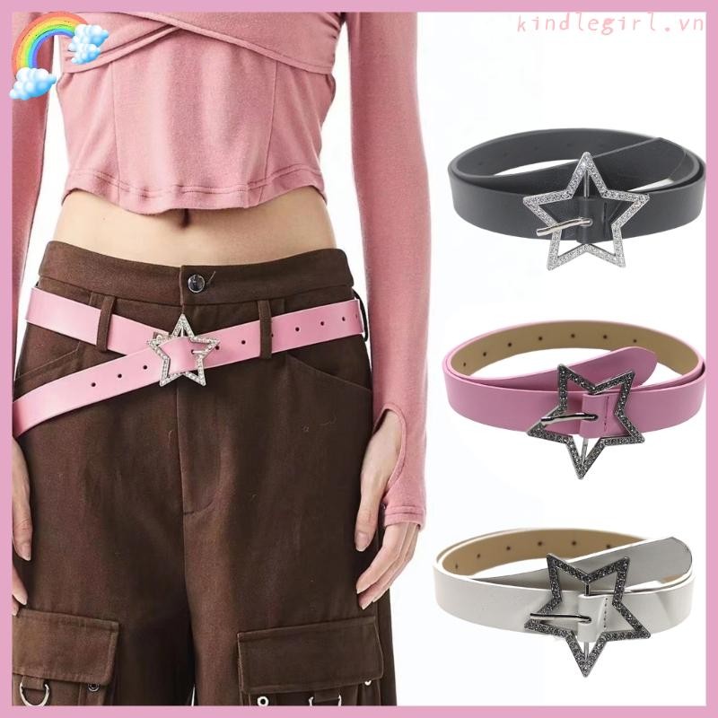 KING Hot Girl Dây Thắt Lưng Phương Tây Siêu Nổ Pha Lê Star-Buckle Cho Quần Jean