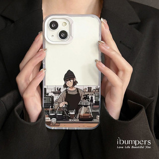 ibumpers Ốp Điện Thoại iPhone Hàn Quốc Đơn Giản Cà Phê Cặp Đôi Họa Tiết Ốp Lưng Trong Suốt Nhám Mờ Chống Bẩn Chống Sốc Cho IPhone 16 15 14 12 13 11 Pro Max IP 7 8 Plus X XS XR