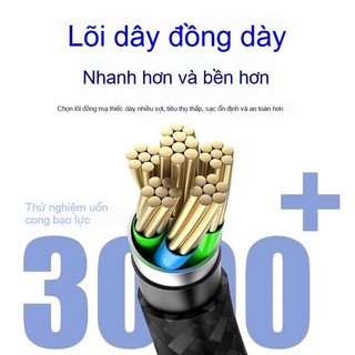 Dây sạc nhanh 3 trong 1 lõi dây tăng cường hỗ trợ sạc siêu nhanh cho iPhone Micro USB Type-C
