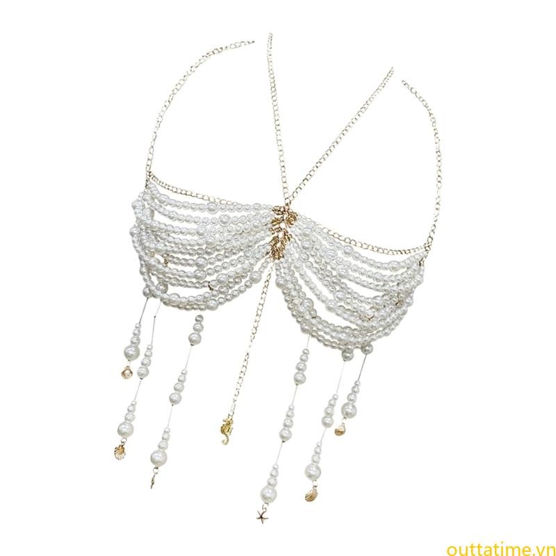Ngọc Trai Tốt Nhất Đính Hạt Dây Cổ Áo Vest Trang Sức Cơ Thể Dây Xích Ngực Cho Buổi Tối Tập Hợp