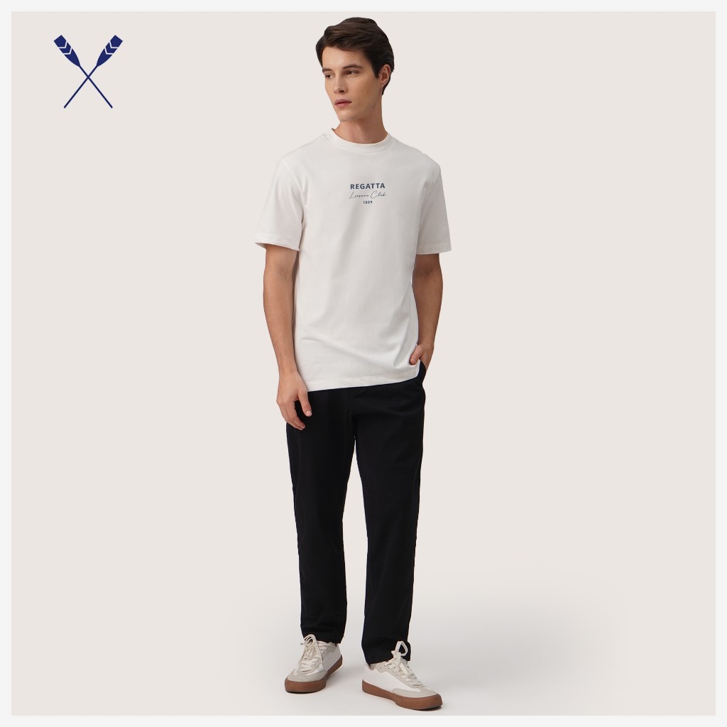 OFF WHITE Áo thun họa tiết cổ tròn Regatta Regular Fit dành cho nam (Trắng nhạt)