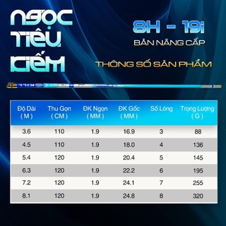 Cần Câu Tay Ngọc Tiêu Kiếm 8H 19i Đối Trọng Săn Hàng Tải Cá Cao