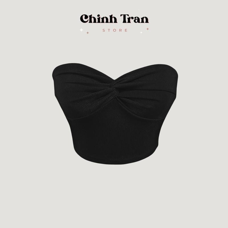 Áo Quây Croptop Nữ Xoắn Kiểu Ôm Body Không Mút Chất Thun Gân