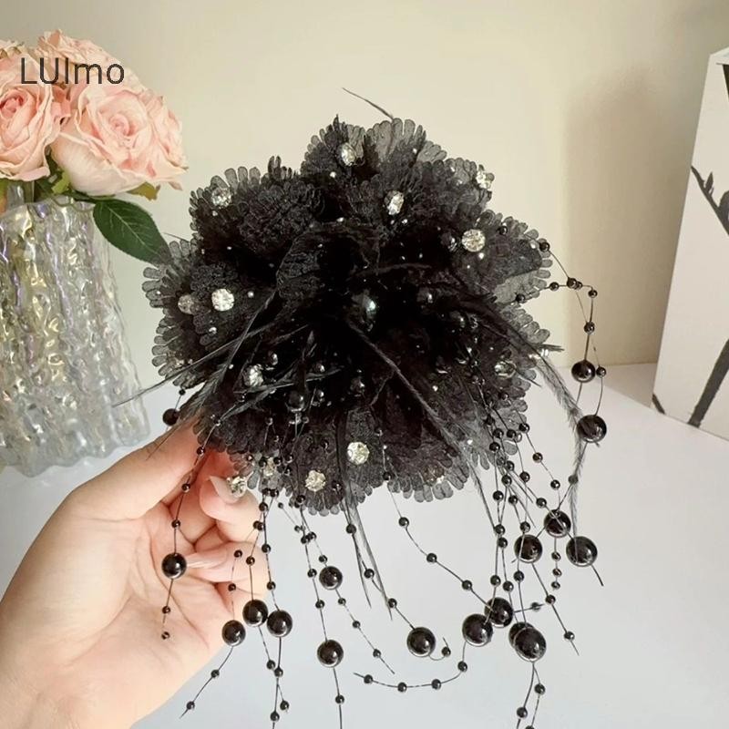 Luimo 1 Lưới Thanh Lịch Hoa Kẹp Tóc Cho Nữ Ngọc Trai Thanh Lịch sel Kẹp Thời Trang Bé Gái Đuôi Ngựa Kẹp Phụ Kiện Tóc SBS