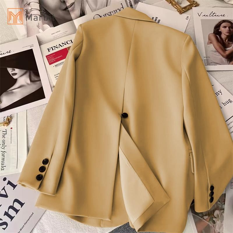 Marbit Nữ Blazer Hàn Quốc Thường Ngày Công Sở Nữ Áo Khoác Ngoài Lưng Đơn Ngực Phù Hợp Với Mới