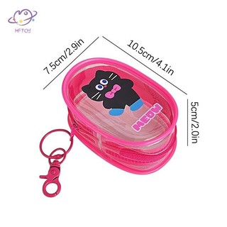 HFTOY Đen Trắng Hình Bầu Dục PVC Trong Suốt Túi Đựng Mỹ Phẩm Người Tổ Chức Búp Bê Túi Trưng Bày Tai Nghe Di Động Đồng Xu Cáp Dữ Liệu Sạc Túi Bảo Quản ~