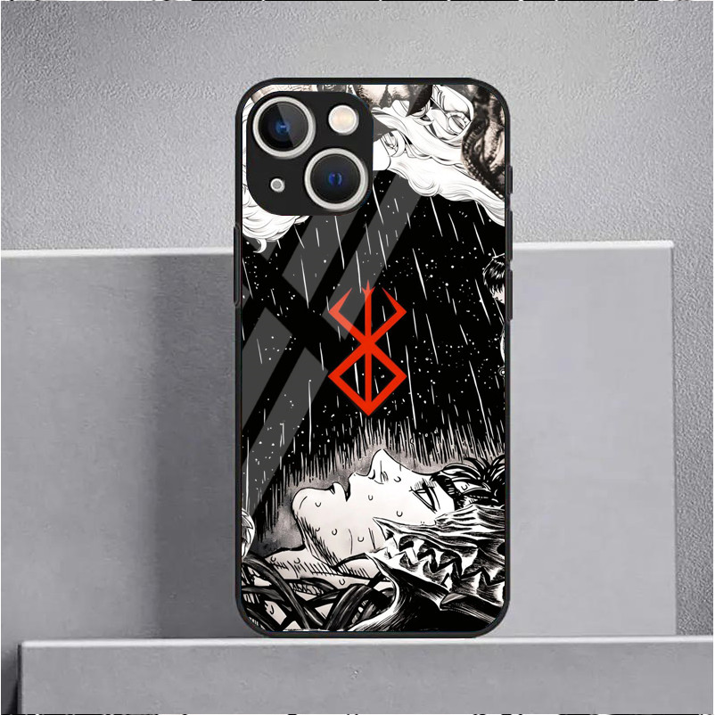 Ốp điện thoại kính cường lực Berserk Guts 09 cho IPhone 16 15 14 13 12 11 Pro XS Max Plus Mini X XR 8 7 6s SE2 / 3