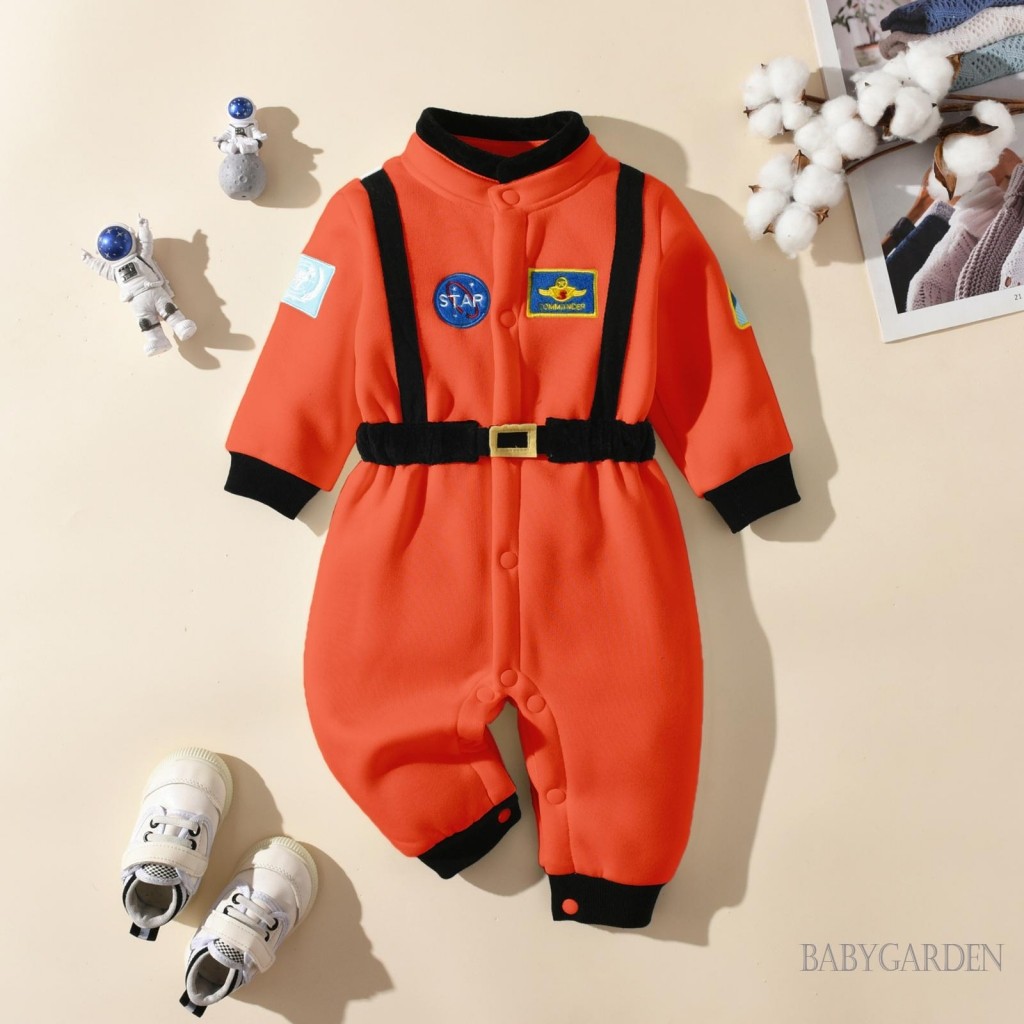 / / -9Month-4years Trẻ Em / Bé Trai Rompers Phong Cách Phi Hành Gia Miếng Dán Chắp Vá Chụp Đóng Áo Liền Quần Dài Tay Quần Áo Mùa Thu