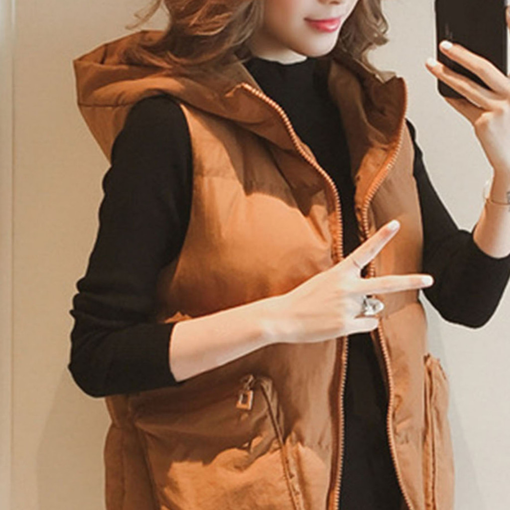 Xia| Dây Kéo Placket Áo Khoác Áo Khoác Nữ Thoáng Khí Áo Khoác Có Mũ Trùm Đầu Thời Trang Cho Nữ Mùa Đông Ấm Áp Áo Khoác Ngoài Có Túi Và Dây Kéo Đóng Cửa Áo Khoác Cotton Hợp Thời Trang