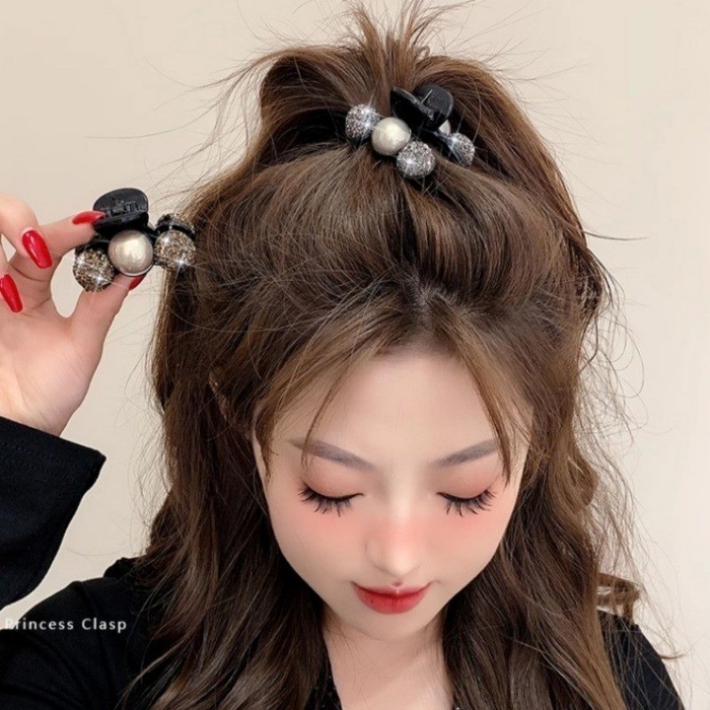 Kẹp Tóc Nữ 2 Cái / bộ Thu Đông Sang Trọng Đen Kích Thước Nhỏ Lấy Kẹp Tất Cả Trận Đấu Nữ Phụ Kiện Tóc Phụ Kiện Thời Trang