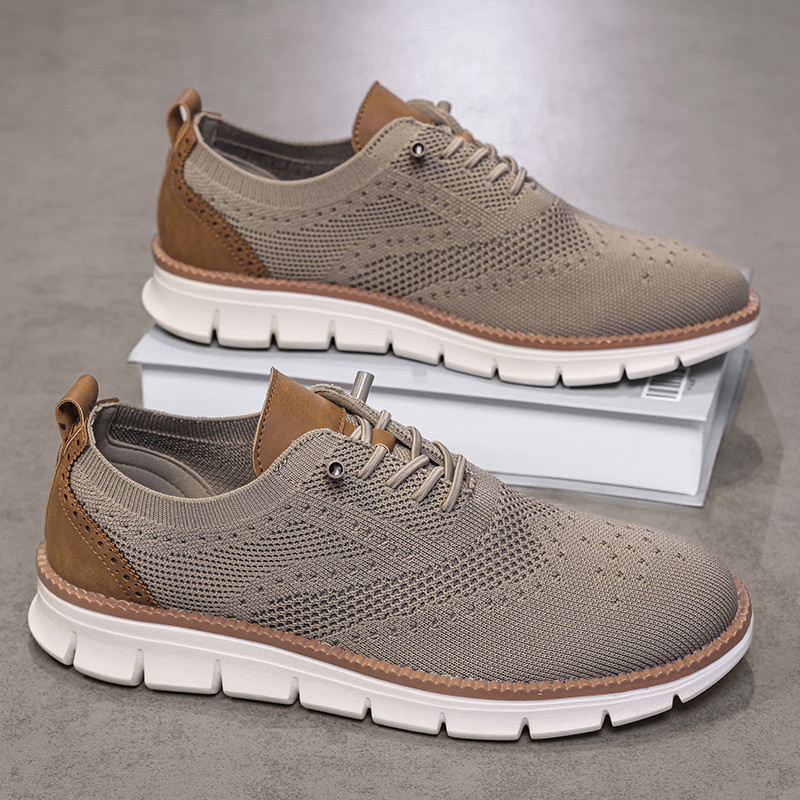 Mùa Xuân 2024 Mùa Thu Nhẹ Buộc Dây Thể Thao Giày Nam Thoáng Khí Flyknit Loafers Nam Plus Size Giày Nam