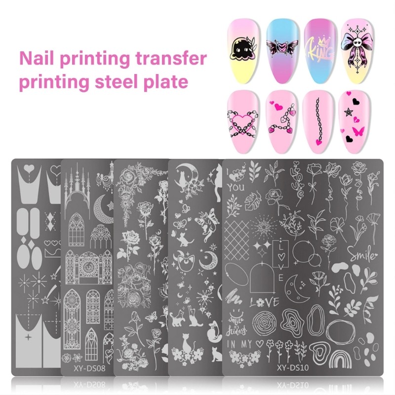 HL Hoa Móng Tay Tấm Móng Tay Pháp Tấm Dập Móng Tay Hình Ảnh Stencils